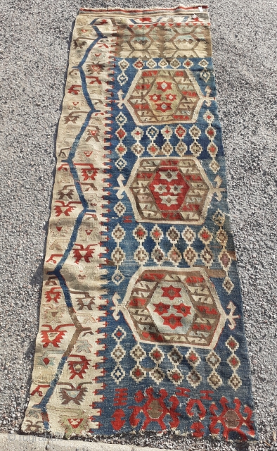 19th century Kelim hotamis fragment size 226 x 82 cm.                       