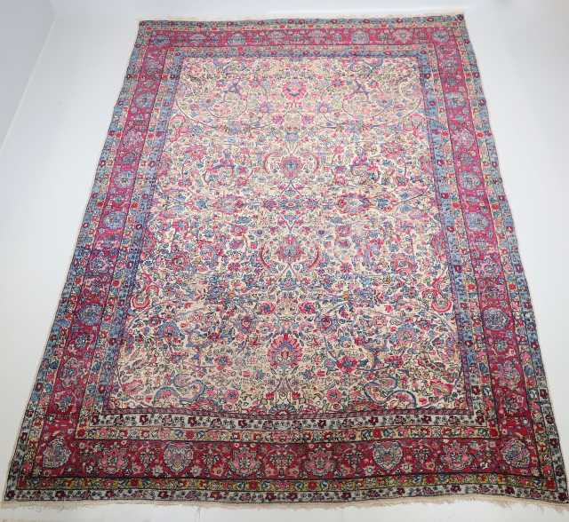 Colorful Kerman size 12'4" x 8'10" (370 x 265 cm).                       