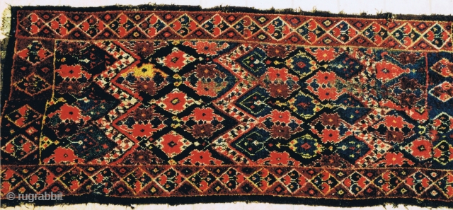 Uzbek Julkhirs (Bearskin rug), Central Asia, Nurata Plateau area, late 19th century,  340 x 142 cm; natural dyes, loosely woven, with long pile, and soft and shiny wool.'Chayan' (a scorpion) patterns  ...