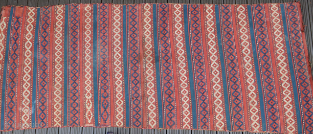 Uzbek Kilim, Central Asia, 1920s, 344 x 140 cm, wool, in good condition                    