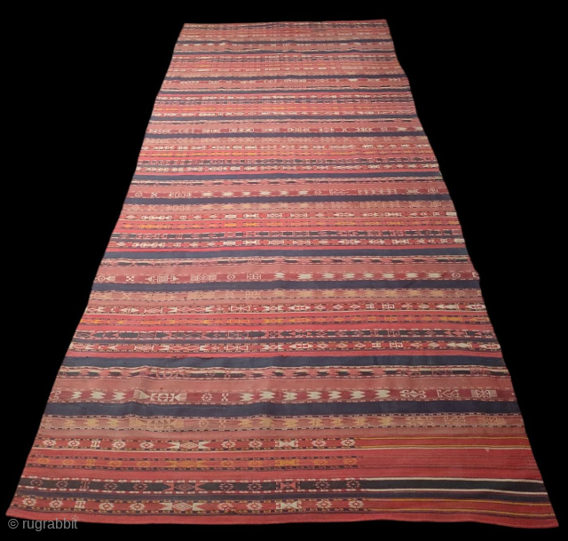 Uzbek Kilim, Central Asia, 1920s, 320 x 140 cm, wool, in good condition, small patch                  