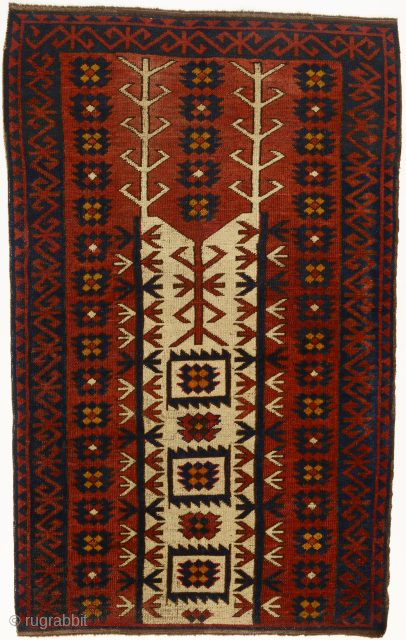 Kyrgyz ‘Ala’ Eshik Tysh (tent door covering), Ferghana Valley, Ichkilik Tribe, late 19th century, 145 cm x 87 cm, in excellent condition. This type of Ichkilik pile weaving is scarce.   