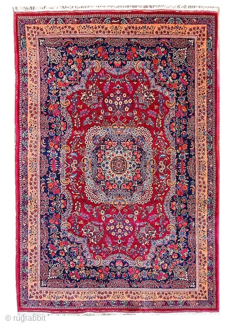antique persian mashhad saber rug in perfect condition wool and silk size:;400x300 cm                    