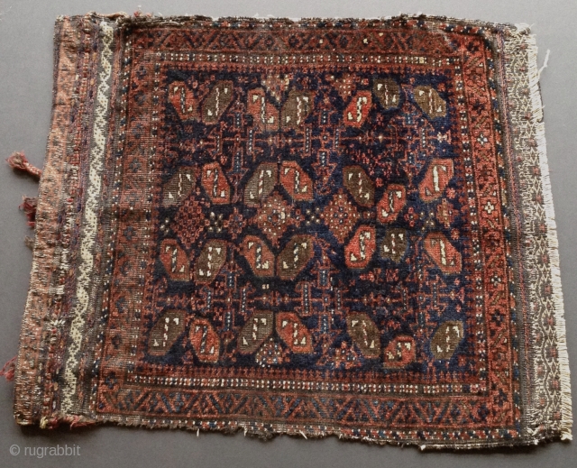 Exceptionally fine tile design baluch bag face, circa late 19th century. 
Beautiful flat woven and original closure loops on the back of the piece. 
Deeply saturated, all natural, all organic dyes. 
Generally  ...