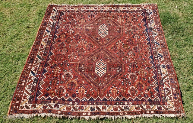 93 - S.W. Persian - 180 x 210 cm - 5' 11" x 6' 11"
Some moth damage during storage.

Please share any information you may have on the rug origin, age, region or  ...