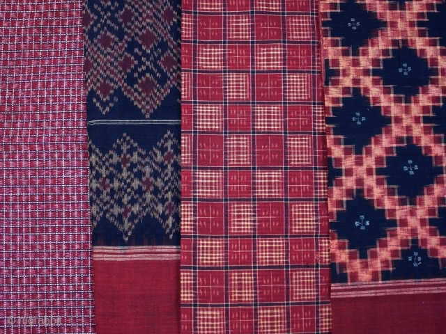 Telia rumal, set of 4 pieces of cotton cloth, natural dyes, traditional weft and double ikat, Chirala/ Andhra Pradesh/ India, ca. 1900
This set is a set of four pieces cut out from  ...