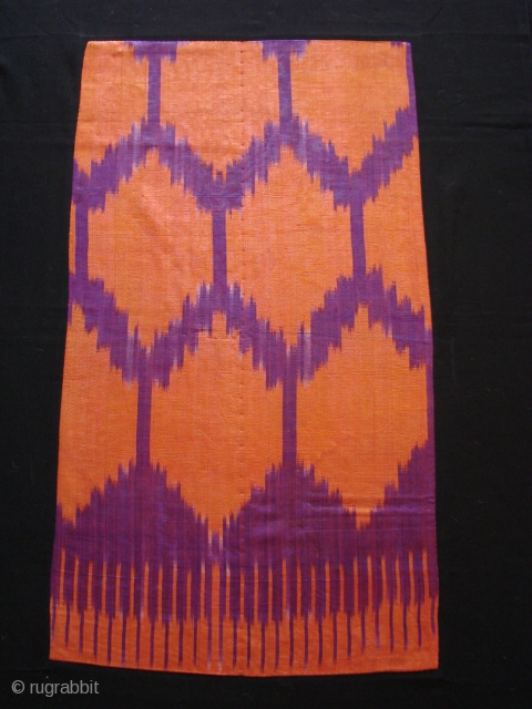 Silk Ikat fragment on black backing.
1920's                           