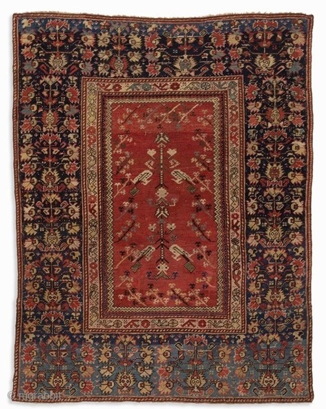 25 | Konya with Cloves-Motif, Central Anatolia, 1st H. 19th C.

    
Wool on wool
Central Anatolia, 1st half 19th century
Knot density: approx. 200,000 knots per m2
Dimensions: 1.45 x 1.15 m
Age-according  ...