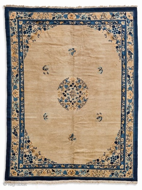 6 | Ningxia Carpet, North West China, Late 19th Century

    
Wool on cotton
North West China, late 19th c.
Knot density: approx. 250,000 knots per m2
Dimensions: 2.95 x 2.44 m
Age-according good  ...