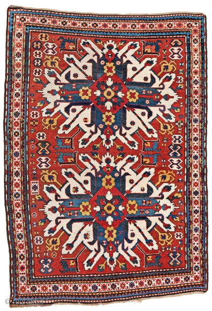 Lot 19, Eagle Kazak, 208 x 142 cm (6ft. 10in. x 4ft. 8in.), starting bid € 3000, Auction on April 7, 5pm, https://www.liveauctioneers.com/item/60930655_eagle-kazak          