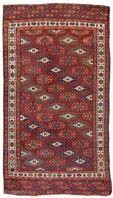 Abdal Main Carpet, 325 x 183 cm (10 ft. 8 in. x 6 ft.), Turkmenistan, mid 19th century, Starting bid € 2000, Auction May 18th at 4pm, https://www.liveauctioneers.com/item/71359928_abdal-main-carpet     