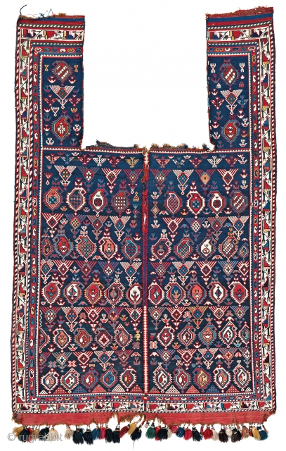 Lot 151, Marasali sumakh horse cover, starting bid € 2000, Auction October 14 5pm,https://www.liveauctioneers.com/catalog/109605_fine-antique-oriental-rugs-viii/?count=all
                   