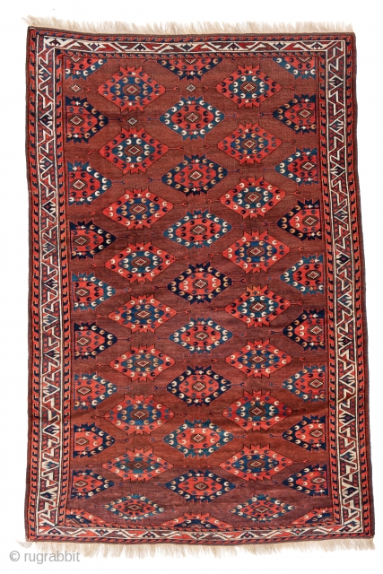 Lot 110, Igdir Main Carpet, 250 x 162 cm (8' 2" x 5' 4"), Turkmenistan, mid 19th century, Auction on November 2nd at 4pm, https://www.liveauctioneers.com/item/76673476_igdir-main-carpet        