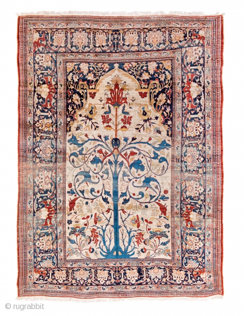 Lot 10, Heriz Silk, Persia circa 1880, 8ft. 10in. x 6ft. 5in., 270 x 196 cm
Condition: good, low pile, Silk pile, silk warp, silk weft, Auction November 28th, 4pm CET), https://www.liveauctioneers.com/item/42169687_heriz-silk  