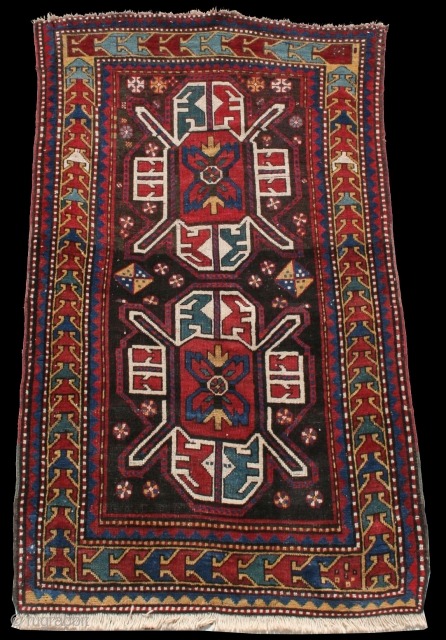 Antique Kazak Tisbaghaly rug, late 19th century, Tovuz District, 123 x 218 cm, 3'11 x 7'2.                 