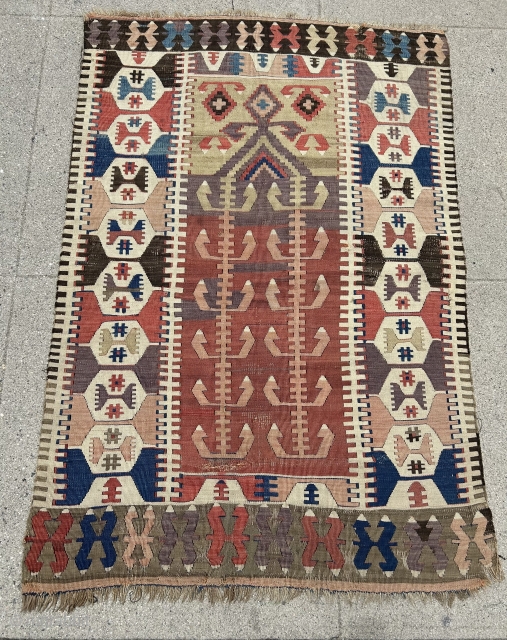 Lovely anatolian kilim. Second half 19th century. 4’10” x 3’3”.                       