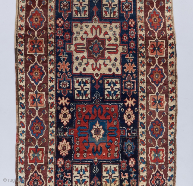 Beautiful shahsavan runner. Complete and almost all original except for a few old repairs. Condition issues as visible , the most serious being a dog pee stain towards the lower right. Very  ...