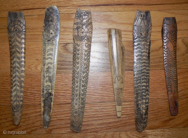 Antique Naga Bone Hair Pins. Some are carved on both sides.                      