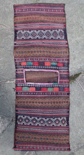 Beautiful Antique Baluch flatweave khorjin saddle bags in excellent condition. 52 x 19 inches
www.banjaratextiles.com
                   