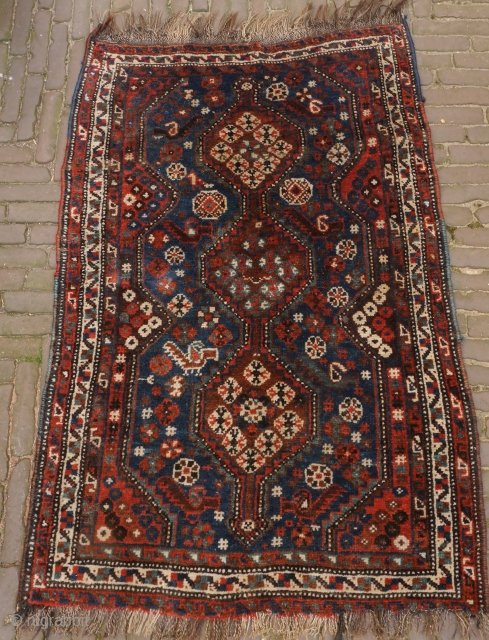 Luri small tribal rug with deep natural colours. A jewel. Mint condition, full pile, clean, no problems, only some minor loss on one side. 
85 x 125 cm.     