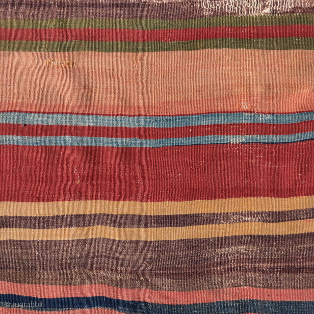 Old, elegant, banded central Anatolian kilim. Excellent refined color.                        