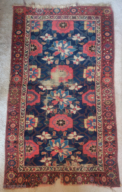 Northwest Persian Kurd with bold scale minakhani design. Cut and shut at bottom.                    