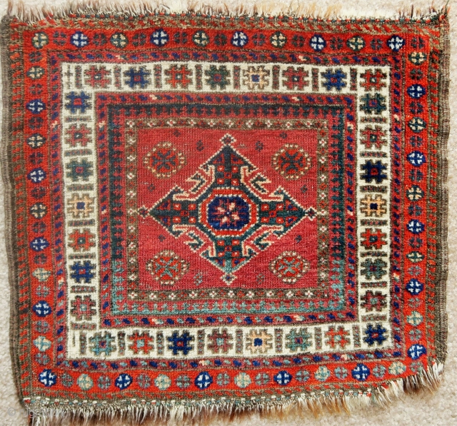 Sistan Baluch chanteh with Turkmen references. Great green brindled warp using wool and darker animal hair.
                 