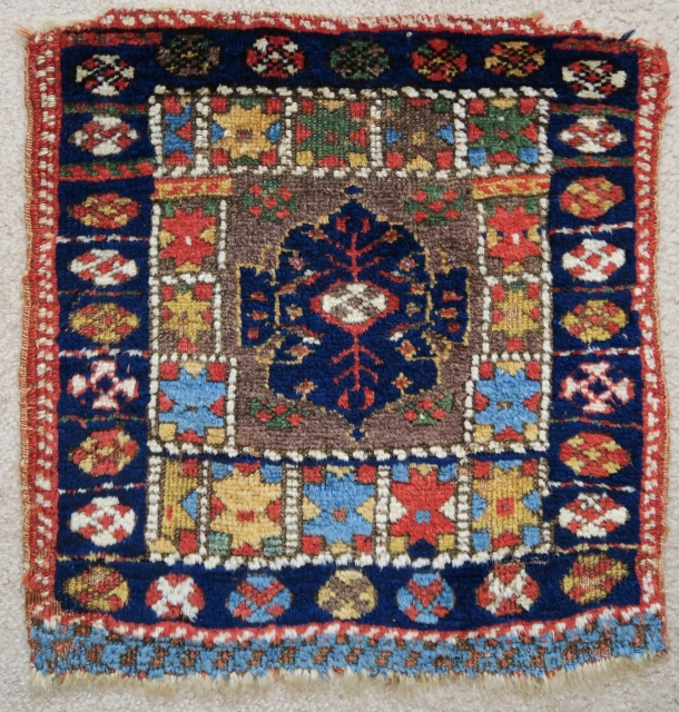 Northwest Persian Kurdish bagface with fantastic color and wool and an unusual central medallion design                  