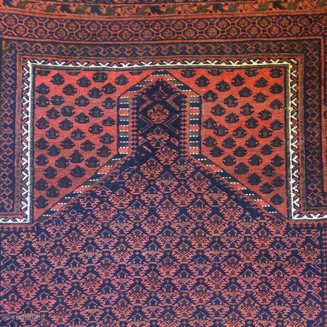 Dokhtar-i Qazi prayer rug published in Hali 53, exhibited in the 1990 ICOC.                    