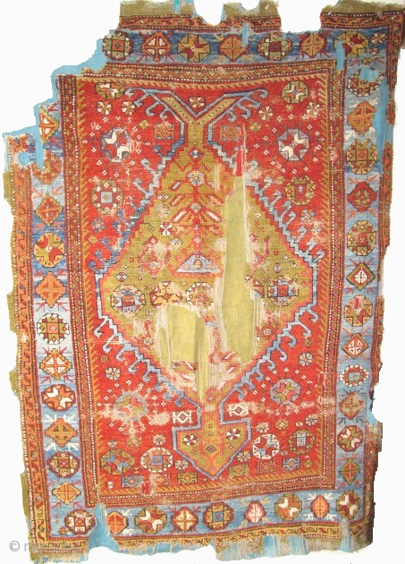 Western Anatolian Medallion Rug, great color and organic asymmetry, mounted and conserved.                     