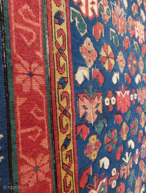 Zeichur Kuba rug with ultimate color. Older than most (all?) Thin and delicate handle. 3'4"x6'2"                  