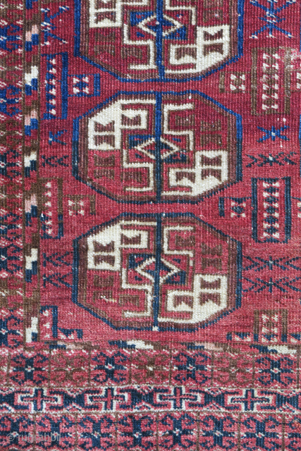 Yomut wedding? rug. Cute piece with good dyes.                         