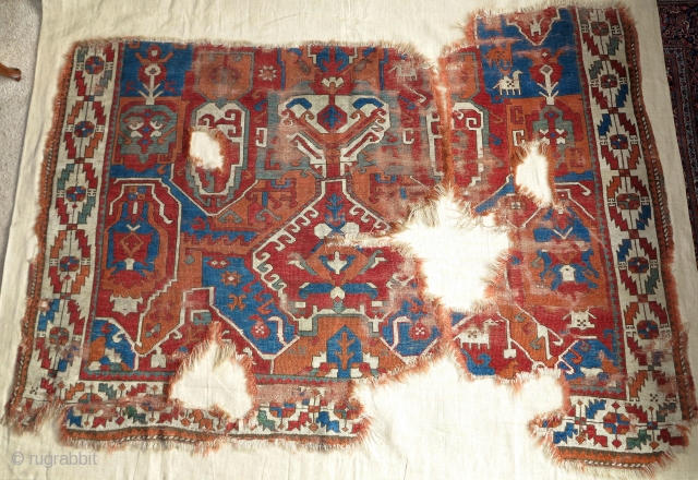 large Anatolian fragment with a Caucasian Dragon Carpet design.                        