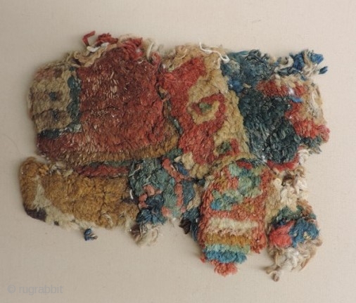 Ancient Carpet Fragment, 3rd - 6th century. a similar fragment from perhaps the same rug is in the Al-Sabah Collection, Kuwait along with other related early knotted pile carpet fragments. It is  ...