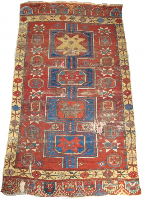 Central Anatolian Sızma / Konya area carpet, circa 1750, great colors, many colors including natural camel. iconic design. 7'7"x4'7"              