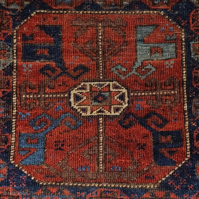 Larger Baluch octagon and star type bagface, super soft with at least 4 blues.                   