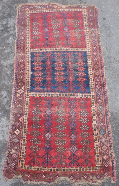 Truly Tribal, Authentically Antique Kirghiz Main Carpet. Three compartments of eshik-tish staffs. single wefted, all natural colors including madder red, insect / cochineal magenta used sparingly as highlights, several blues, including the  ...
