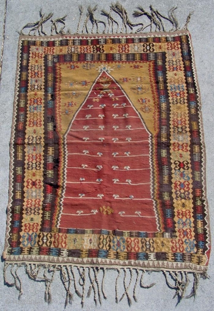 Anatolian prayer kilim - eyes looking throughout. 51 x 41 inches.                      