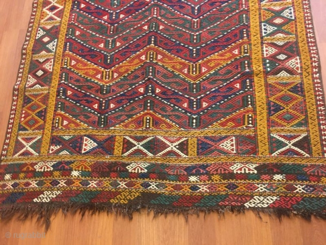 Jajim from the Toros mountains, 190 x 140 cm, in excellent condition, 19th c, very saturated colors,very rare               