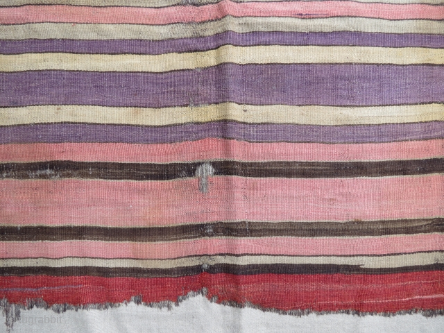 Stripe kilim with wonderful and saturated colors, 18th c, very well mounted                     