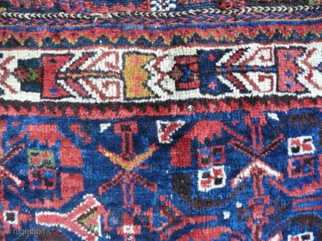 Very colorfull Afshar bagface in good condition, all good natural dyes, complete, very reasonable, 19th c, 86 x 54 cm             