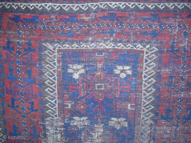 WANTED TO BUY  Baluch mina khani rugs - must have blue ground and white flowers on field.  Prefer rugs with white runing-dog minor borders.  If the price reflects condition,  ...