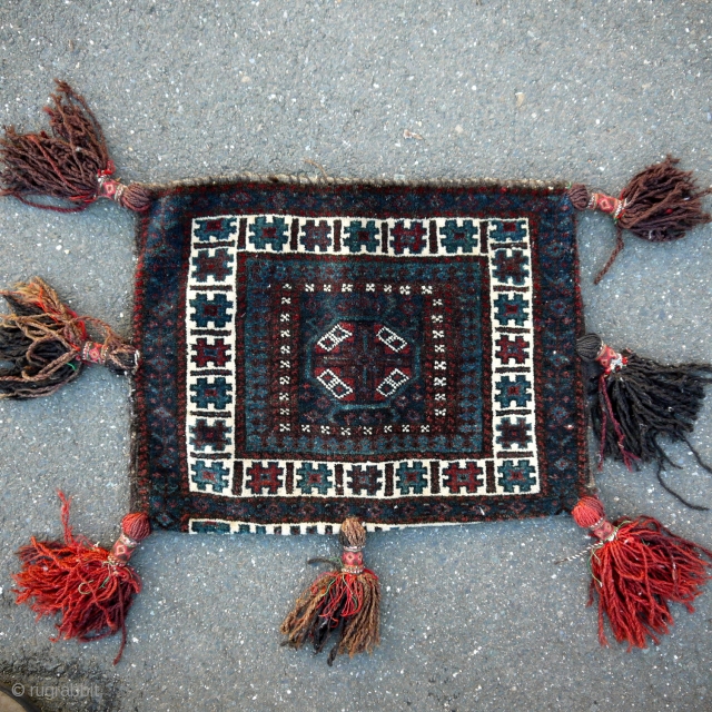 Balouch bag - complete.  Pile both sides, some moth nibbles.  Offered at $125 + shipping.                