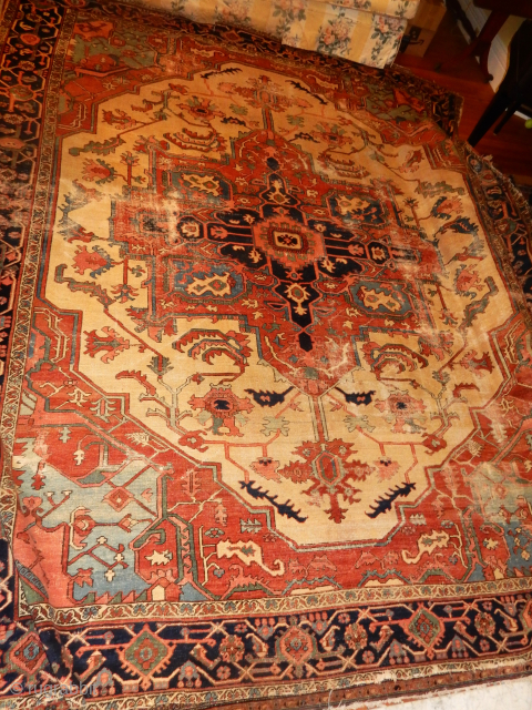 GO TO BOYLSTON ASSOCIATES ANTIQUE CAUCASIAN RUGS TO SEE THE PRICE FOR THIS REALLY LOVELY AND OLD SERAPI  CARPET   10 X 13 FT SIZE      