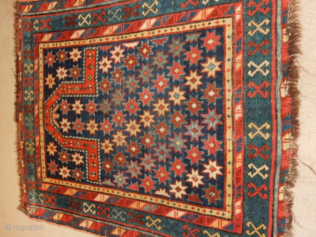 caucasian prayer rug with excellent full pile and only $400 incl usa shipping                    