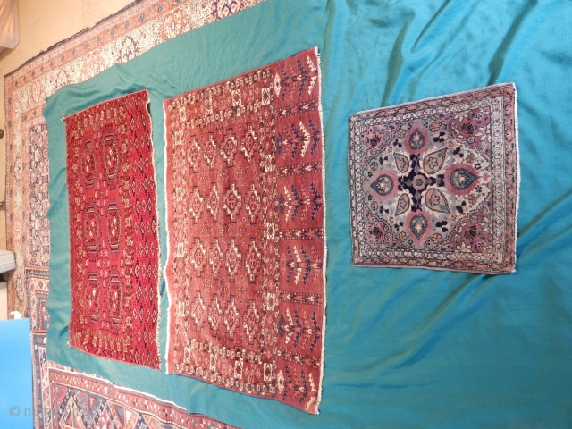 SELLING 4 OLD WEAVINGS IN SUPERB CONDITION AT REASONABLE PRICES - NO REPILING OR REPAIRS AND ALL WITH 100% NATURAL DYES - TEKKE 6 GUL IN THE BEST FULL PILE - KERMAN  ...