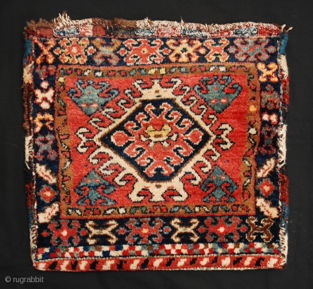 Nice Shahsevan Half-Khorjin in knotted-pile with soft, lustrous wool in very good condition - plain-weave back. 51cm x 48cm (1' 8" x 1' 7").         