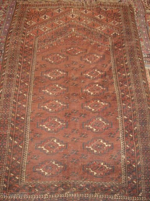 ANTIQUE TURKOMAN PRAYER RUG 5X3 FEET                           