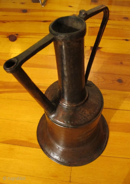 Anatolian (Mardin) Water Pitcher. Copper. Circa 1900. H = 39 cms  Base 23 cms. Superb condition & patina. From a collection.           