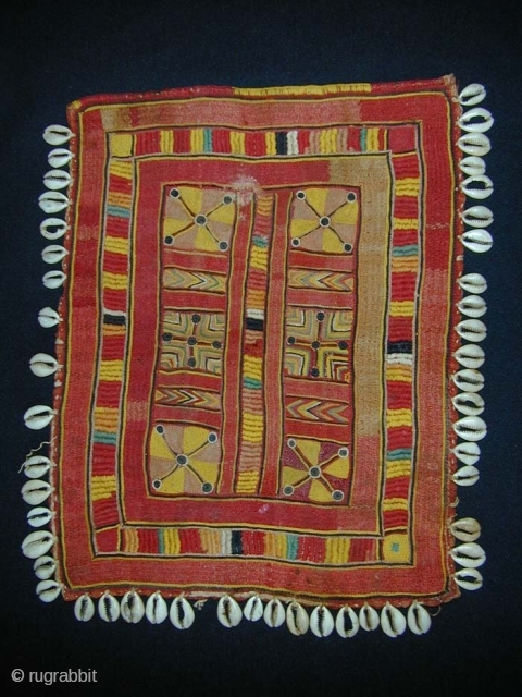 Old Banjara Ceremonial Cloth (Galla), India. Used to cover the nape of a woman's neck. 35x30 cms.                